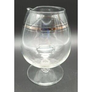 MCM Glass Brandy Cocktail Decanter Pitcher Snifter Platinum Rings